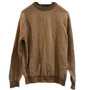 Biltmore Cotton Cashmere Sweater L Brown Herringbone‎ Crewneck 🍂